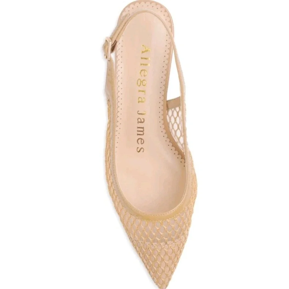NEW! Allegra James 9.5-10 Patent Leather And Mesh 'Jacqui' Kitten Heels $215